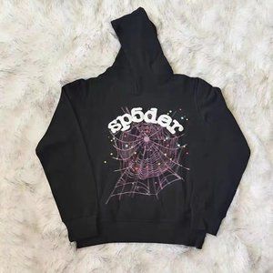 Sp5der Black Printed Hooded Sweatshirt